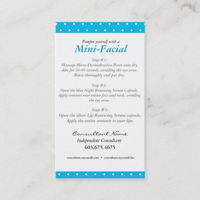 Mini tarjeta de instrucciones facial (Anverso)