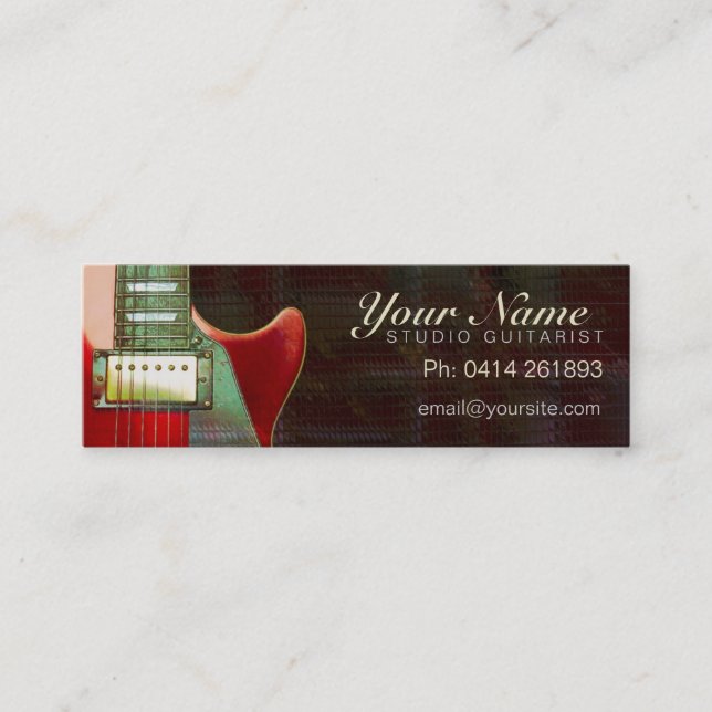 Mini tarjeta de negocios de la guitarra roja eléct (Anverso)