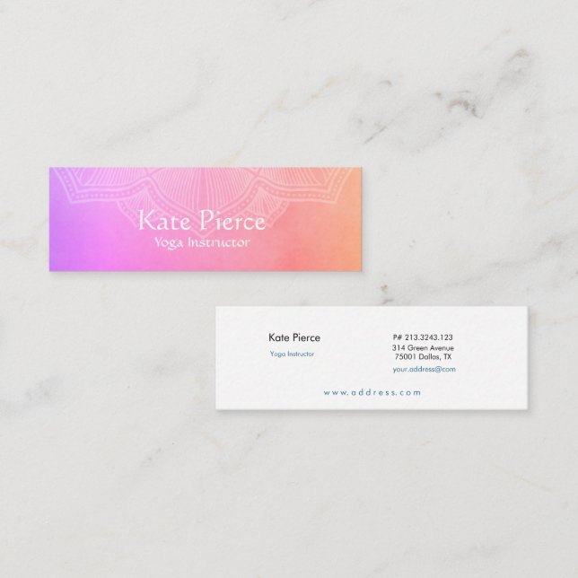 Mini Tarjeta De Negocios De Mandala Púrpura Y Nara (Anverso / Reverso)