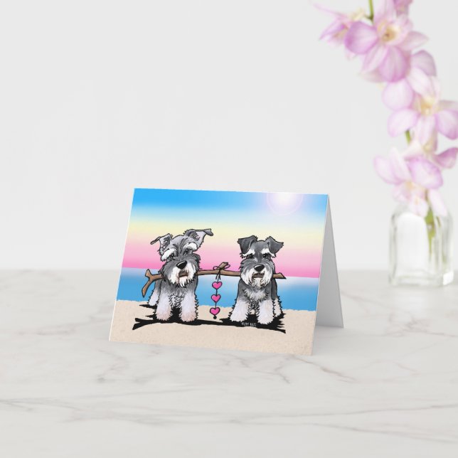 Mini tarjeta de notas de Schnauzers Beach (Orquídea)
