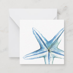 Mini tarjeta de notas Starfish Blue Watercolor