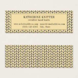 Mini tarjeta de visita de KNIT de CREMA NEGRO