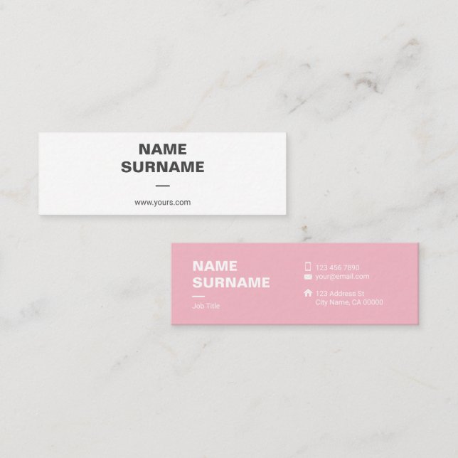 Mini tarjeta de visita de la tipografía mínima (Anverso / Reverso)