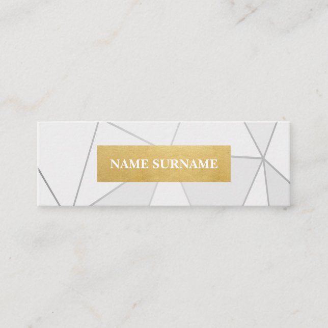 Mini tarjeta de visita del oro gris geométrico del (Anverso)