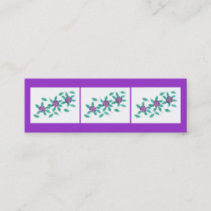 Mini tarjetas de la señal, flores púrpuras de la