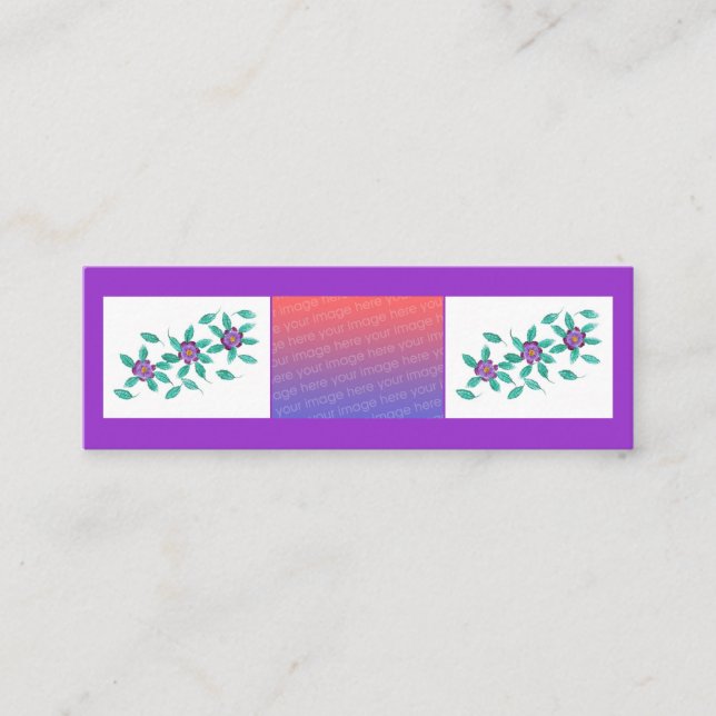 Mini tarjetas de marcadores Flores púrpuras tu fot (Anverso)