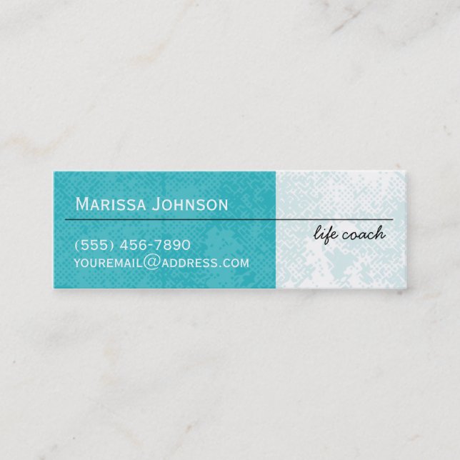 Mini tarjetas de negocios Aqua Grunge Chevron (Anverso)