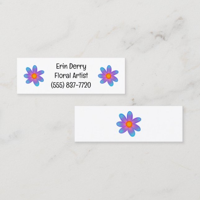 Mini tarjetas de negocios de flores moradas (Anverso / Reverso)