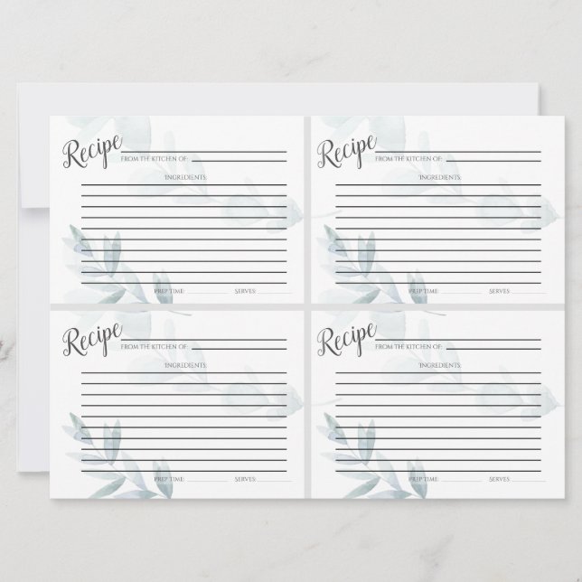 Mini TARJETAS DE RECETA | Eucalipto azul turbio (Anverso)