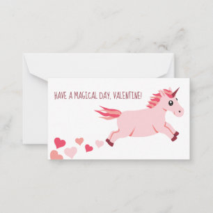 Mini unicornio del rosa de la tarjeta del el día