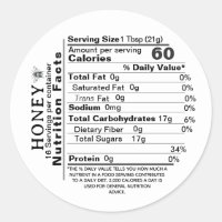 Mini White Nutrition Hechos Etiqueta de miel de ab