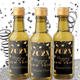 Mini Wine Black & Gold Feliz Año Nuevo (10) Mini