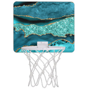Miniaro De Baloncesto Agate Verde azulado Purpurina de oro azul Marble A
