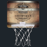 Miniaro De Baloncesto Regalos de los Groomsmen<br><div class="desc">Diseño rústico de barril de whisky con tipografía occidental audaz. Personalice este diseño con su propio texto. Personalizar este diseño seleccionando el enlace "personalizar adicional" si lo desea.</div>