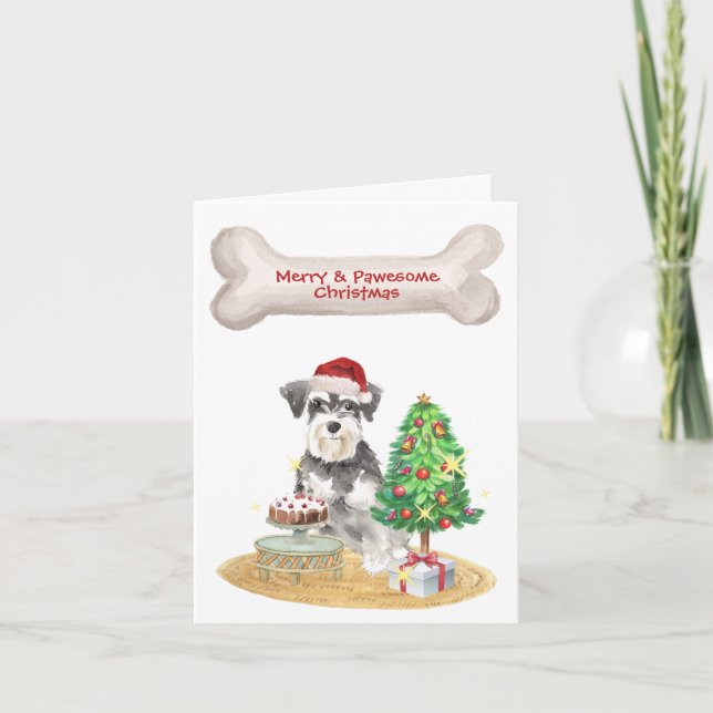 Miniature Schnauzer Gorro de Santa Navidad (Anverso)