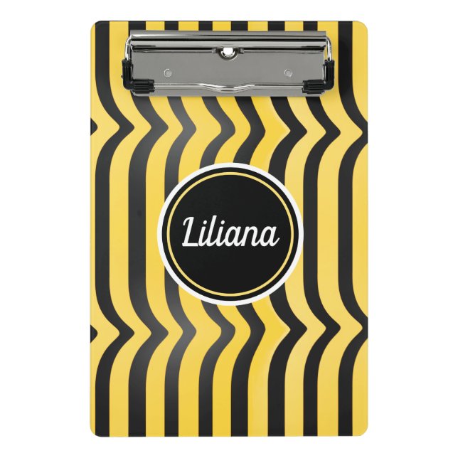 Minicarpeta De Pinza Abeja de buey amarillo a rayas y negro (Anverso)