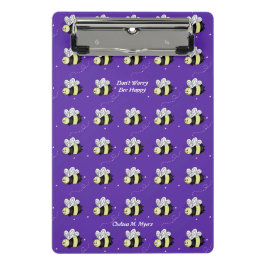 Minicarpeta De Pinza Abejorro Morado "Sé Feliz"