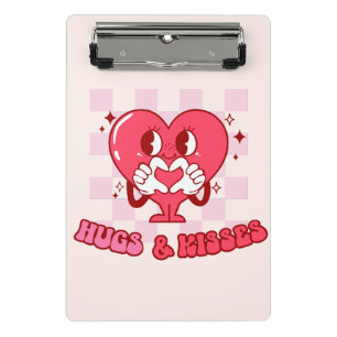 Minicarpeta De Pinza "Abrazos y besos" Corazón rosa dulce y amoroso