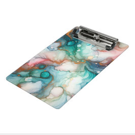 Minicarpeta De Pinza Abstract in Pink, Teal, Blue, and Gold