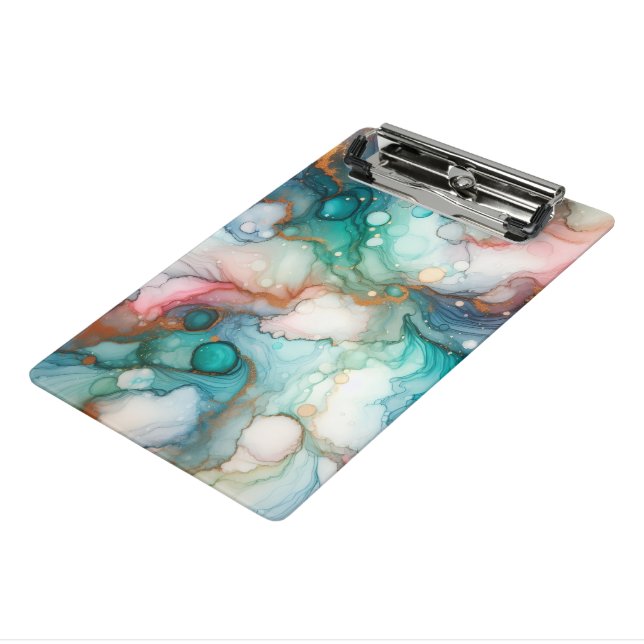 Minicarpeta De Pinza Abstract in Pink, Teal, Blue, and Gold (Angulado 3)