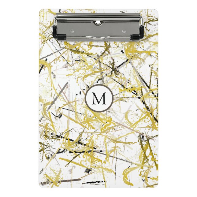 Minicarpeta De Pinza Abstract Scribbles - Mustard and Brown (Anverso)
