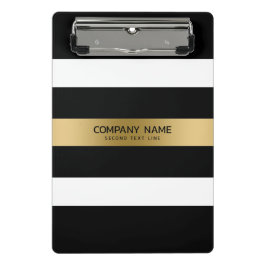 Minicarpeta De Pinza Acento de oro de rayas blancas y negras