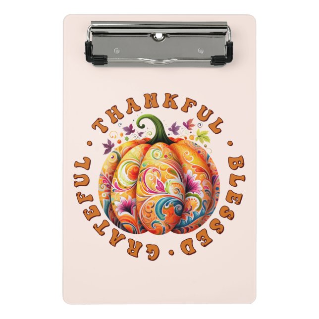 Minicarpeta De Pinza Afortunada, bendecida calabaza floral (Anverso)