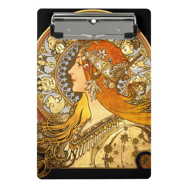 Minicarpeta De Pinza Alfonse Mucha Zodiac Art Nouveau Mujer (Anverso)