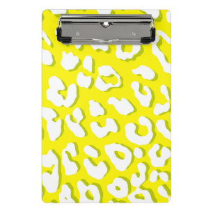 Minicarpeta De Pinza Amarillo de impresión Leopardo blanco