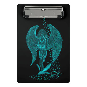 Minicarpeta De Pinza Ángel perdido en el amor, negro y verde diseño