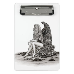 Minicarpeta De Pinza Ángel, perdido en el pensamiento, diseño blanco y