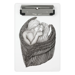 Minicarpeta De Pinza Angels Kissing , diseño en blanco y negro
