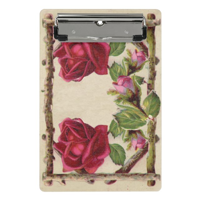 Minicarpeta De Pinza Antigüedad victoriana antigua rosa rústica (Anverso)