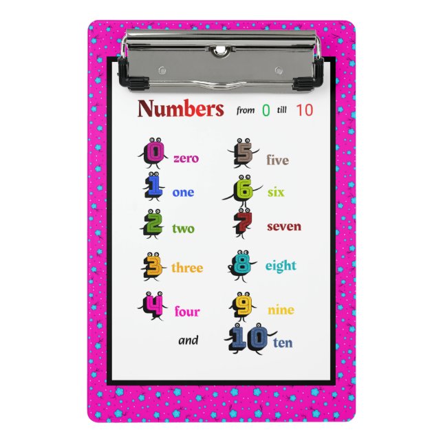 Minicarpeta De Pinza Aprendizaje de números para niños (Anverso)