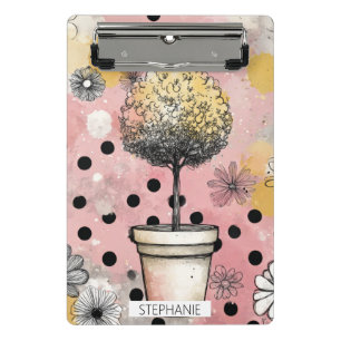 Minicarpeta De Pinza Árbol Bonsái Vintage y Arte de Lunares Florales