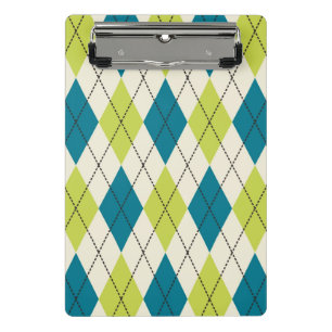 Minicarpeta De Pinza Argyle azul y verde