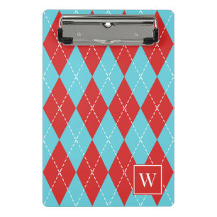 Minicarpeta De Pinza Argyle Cosechado a Mano – Rojo y Turquesa