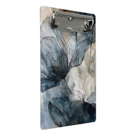 Minicarpeta De Pinza Arte abstracto de acuarela floral azul elegante