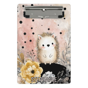 Minicarpeta De Pinza Arte Acuarela Floral de Erizo Caprichoso