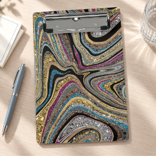 Minicarpeta De Pinza Arte de mármol femenino con brillo Glam