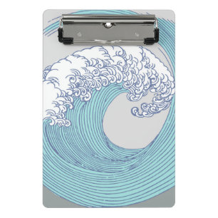 Minicarpeta De Pinza Arte de olas de surf Ukiyo-e japonés vintage Costa