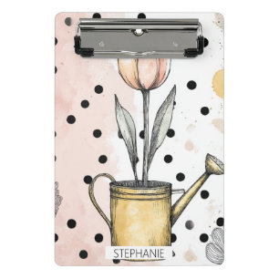 Minicarpeta De Pinza Arte de tulipán vintage en acuarela con lunares