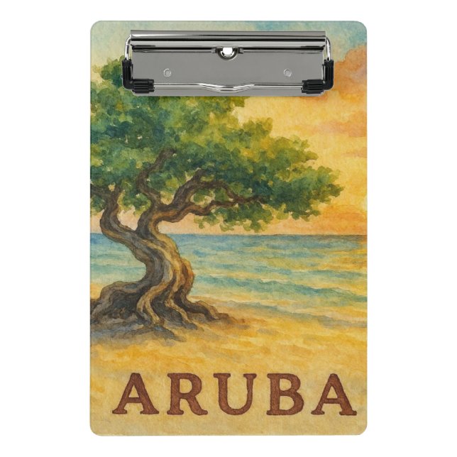 Minicarpeta De Pinza Aruba Playa Eagle Divi Tree Hora Dorada (Anverso)
