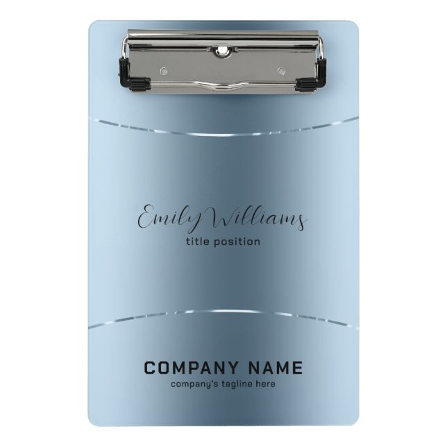 Minicarpeta De Pinza Aspecto moderno de acero inoxidable azul metálico (Anverso)