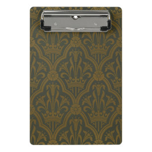 Minicarpeta De Pinza Audsley Vintage Oro Lirio Corona Verde Damask Arte