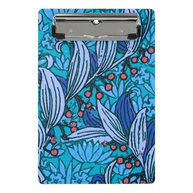 Minicarpeta De Pinza Azul Floral Antiguo Boho Moderno (Anverso)