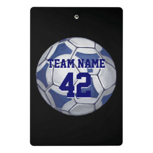 Minicarpeta De Pinza Balón de fútbol azul y blanco con nombre