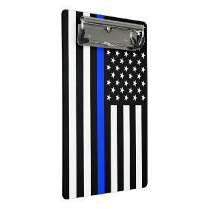 Minicarpeta De Pinza Bandera de la policía de la delgada línea azul