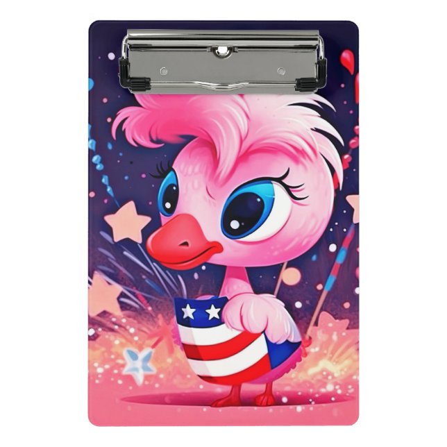 Minicarpeta De Pinza Bandera estadounidense con Personalizado Flamingo- (Anverso)