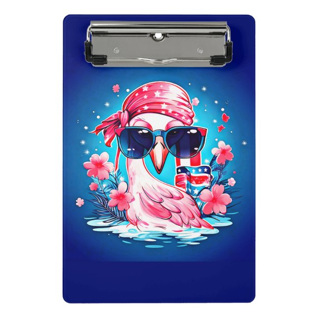 Minicarpeta De Pinza Bandera estadounidense con Personalizado Flamingo- (Anverso)